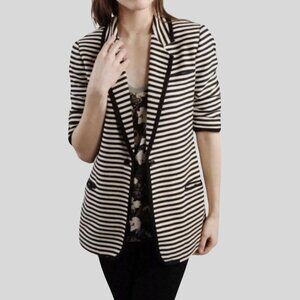 ELIZABETH & JAMES Stripe Ivory/Black Jacket Size 2